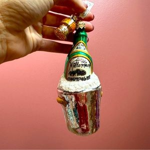 Old World Christmas ornament Champagne bottle cork blown glass Millennium 2000